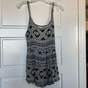 Boho Mandala/Elephant Black/White Romper Adjustable Straps - Size M - Forever 21